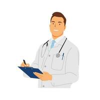 vector illustration of doctor and clipboard in hand