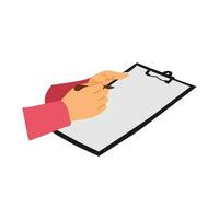 vector illustration of hands and notes on a clipboard