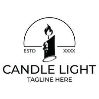 Candle light vintage logo illustration vector