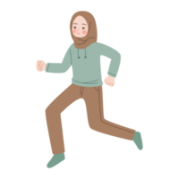 hijab woman working out illustration png