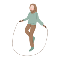 hijab woman working out illustration png