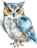 hibou aquarelle illustration. ai généré png