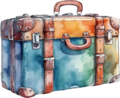 Vintage Suitcase Luggage Watercolor Illustration. png