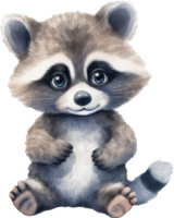 Waschbär Aquarell Illustration. ai generiert png