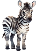 fofa zebra aguarela ilustração. ai gerado png