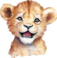 Baby Lion Watercolor Illustration. png