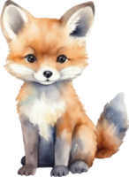 Cute Fox Watercolor Illustration. png