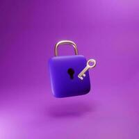 lock icon with key simple 3d illustration on pastel abstract background minimal concept 3d rendering photo