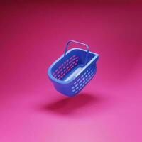 shopping basket simple icon template 3d illustration on pastel background minimal concept 3d rendering isolated with soft shadows photo