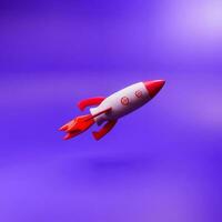 3d simple flying rocket icon on background with clear shadow isolated cartoon space shuttle 3d illustration photo