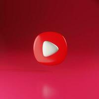 3d simple play video or audio icon isolated illustration on pastel red background high quality realistic 3d render photo