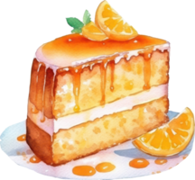 Orange gâteau aquarelle illustration. ai généré png