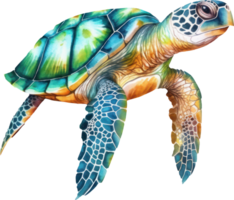 mar Tortuga acuarela ilustración. ai generado png