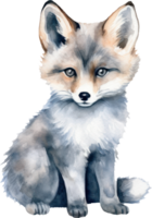 Cute Fox Watercolor Illustration. png