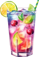 Cocktail Sommer- Aquarell Illustration. ai generiert png