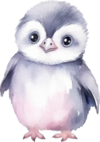 Cute Baby Penguin Watercolor Illustration png