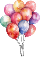 coloré des ballons aquarelle illustration. ai généré png