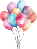 Colorful Balloons Watercolor Illustration. png