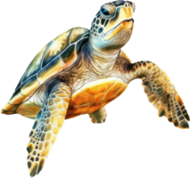 zee schildpad waterverf illustratie. ai gegenereerd png