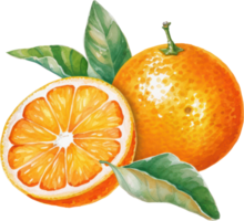 orange frukt vattenfärg illustration. ai genererad png