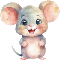 Cute Mouse Watercolor Illustration. png