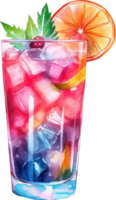 Cocktail Summer Watercolor Illustration. AI Generated png