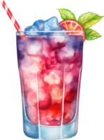 Cocktail Sommer- Aquarell Illustration. ai generiert png