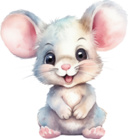 Cute Mouse Watercolor Illustration. png