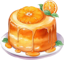 orange kaka vattenfärg illustration. ai genererad png