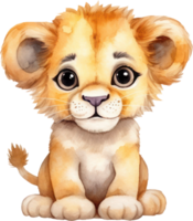 bébé Lion aquarelle illustration. ai généré png