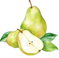 poire fruit aquarelle illustration. ai généré png