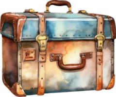 ancien valise bagage aquarelle illustration. ai généré png