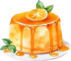 Orange gâteau aquarelle illustration. ai généré png