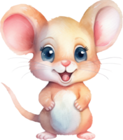 Cute Mouse Watercolor Illustration. png