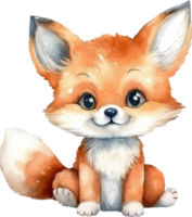 Cute Fox Watercolor Illustration. png