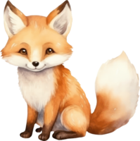 Cute Fox Watercolor Illustration. png