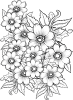 flor niños y adulto colorante página primavera y verano garabatear elementos. mandala modelo con floral elementos en blanco antecedentes diseño para flor mandala colorante libro png