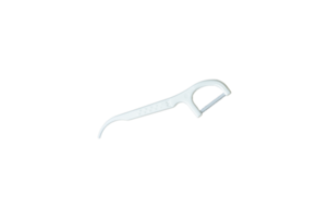 Plastic white dental toothpick with dental floss on transparent background png