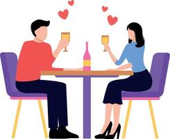 A boy and a girl are on a date. vector