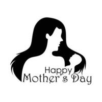 happy mother's day text calligraphy design. mom and baby sign and symbol. vector