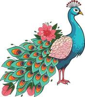 maravilloso pavo real vector Arte. desatraillar vibrante colores y Exquisito diseños en tu proyectos