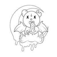 creepy kawaii pastel goth coloring page vector