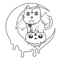 creepy kawaii pastel goth coloring page vector