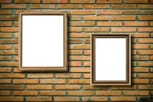 Picture frame on old empty room with concrete wall background vintage effect style photo