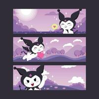 Cute Little Bunny Horizontal Banner Set vector