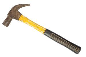 Old and rusty hammer on a white background. Clipping path. photo