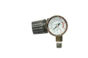 Pressure gauge with a zero reading isolated on white background. Clipping path photo