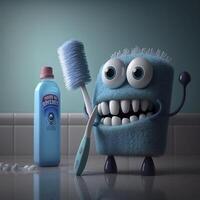 cepillo de dientes y pasta dental ,ai generado. foto