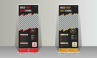 Gym Roll Up Banner Design Template vector