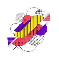 Abstract colorful dynamic geometric pattern decorated white background. vector